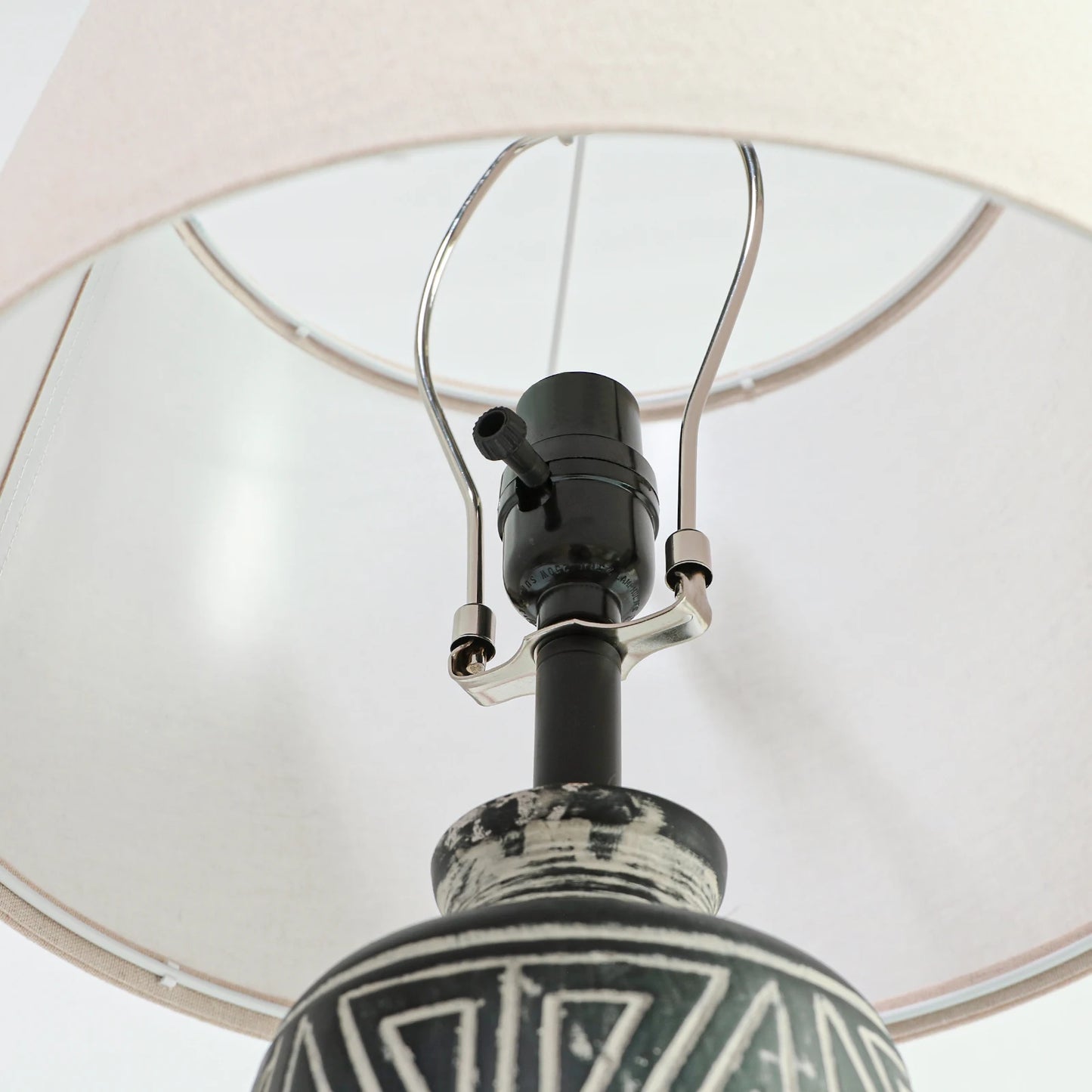 STANBOW 2 Pack Carved Geometric Ceramic Table Lamps Linen Shade