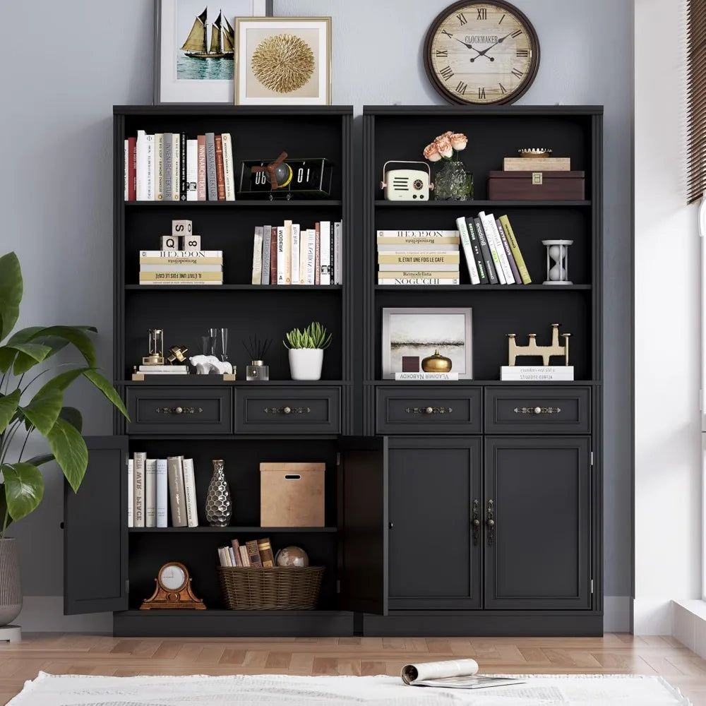 HUANZHUANG Set of 2 Bookshelves with Adjustable Shelves