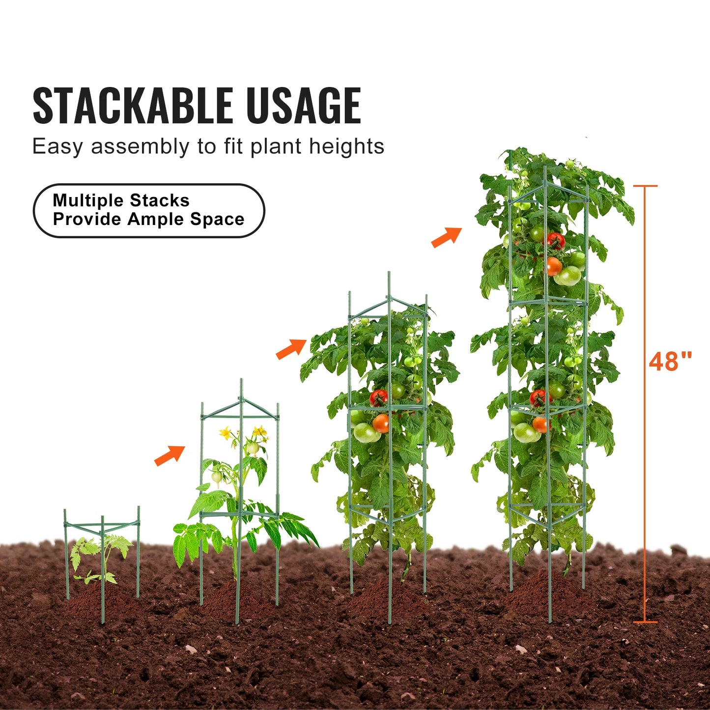 SucceBuy Tomato Cages 6 Pack for Garden Trellis and Stakes