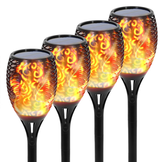 Solar Flame Torch Lights Outdoor LED Landscape Garden Pathway Waterproof
