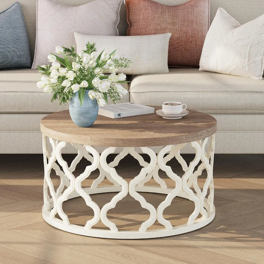 Hign-concerned Boho French Country Round Coffee Table
