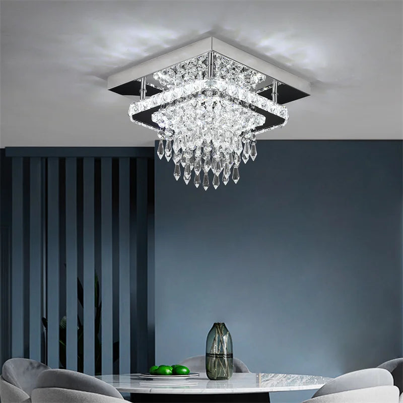 GreeLustr Dimmable Crystal LED Ceiling Pendant Light With Remote