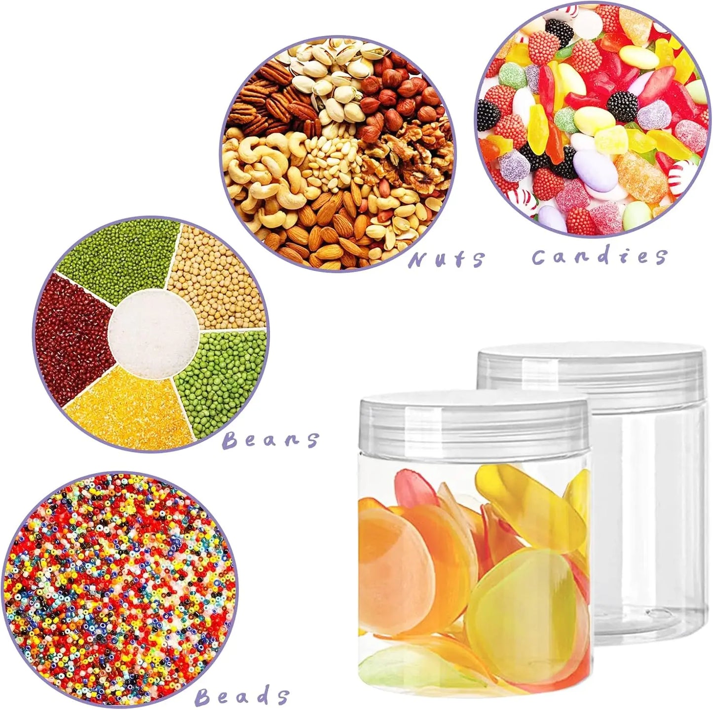 Clear Plastic Jars With Lids Wide Mouth Storage For Candy