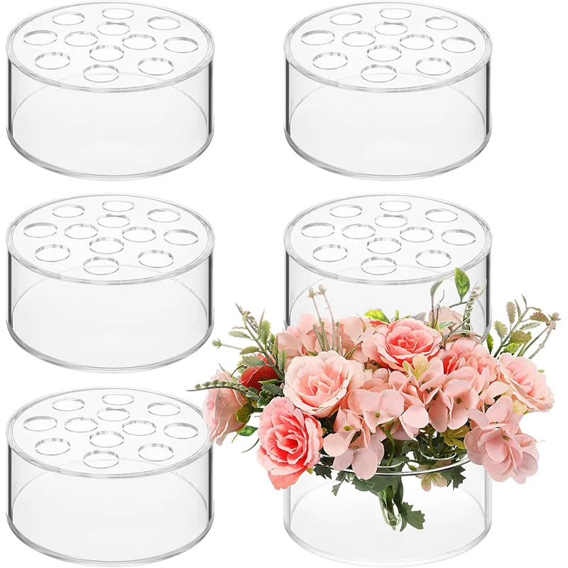 12-Hole Circular Acrylic Decorative Vase for Weddings and Parties