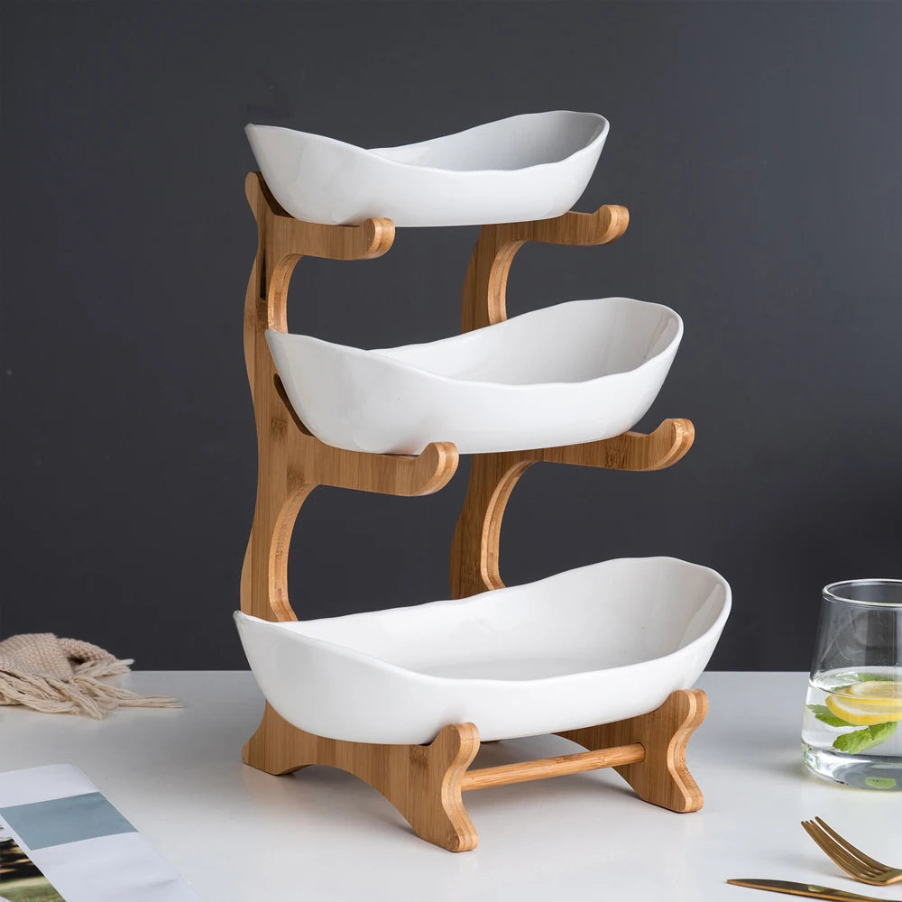 3 Layer Fruit Plate Plastic Snack Dish With Cake Stand