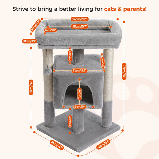 PAWZ Road Small Cat Tree With Sisal Scratching Posts And Soft Top Perch