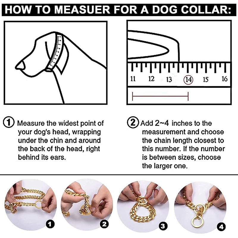 Stainless Steel Chain Collar For Dogs Cuban Link Durable