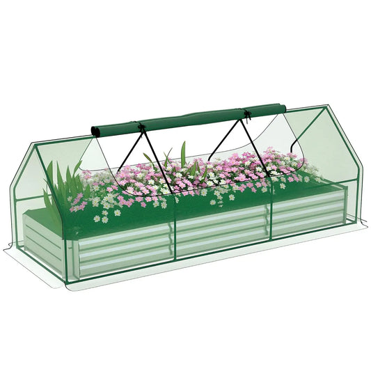 Galvanized Raised Garden Bed With Mini Greenhouse And Cover
