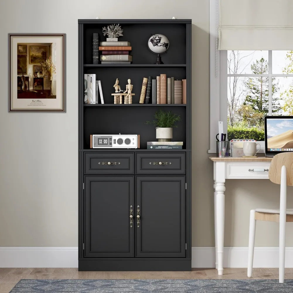 HUANZHUANG Set of 2 Bookshelves with Adjustable Shelves