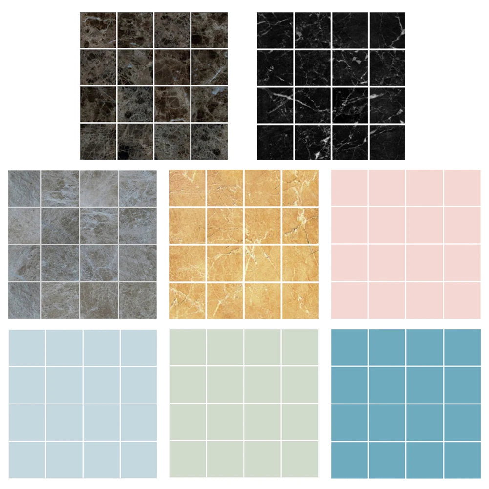 PVC Wall Tile Stickers 10 Pcs Self Adhesive Modern Kitchen Bathroom Decals