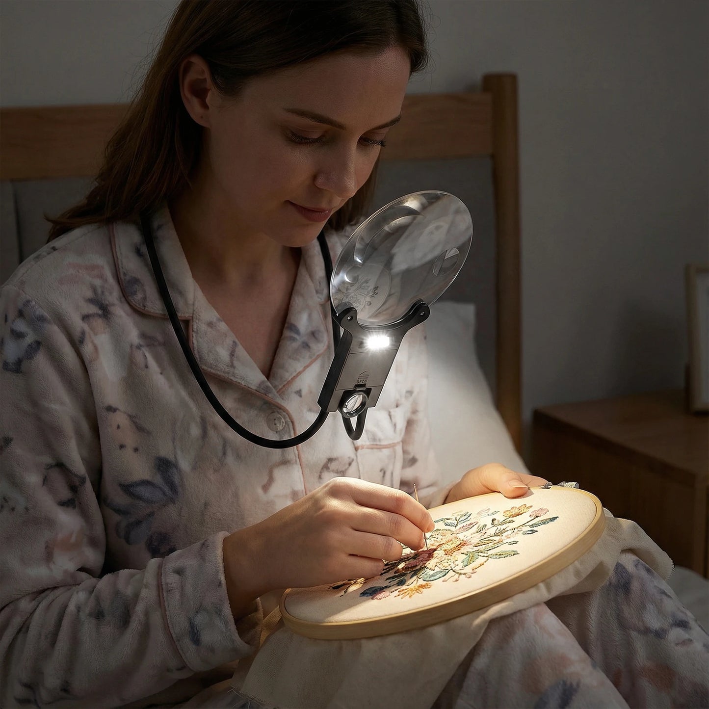 Rechargeable Hands Free Neck Magnifier With LED Light For Reading