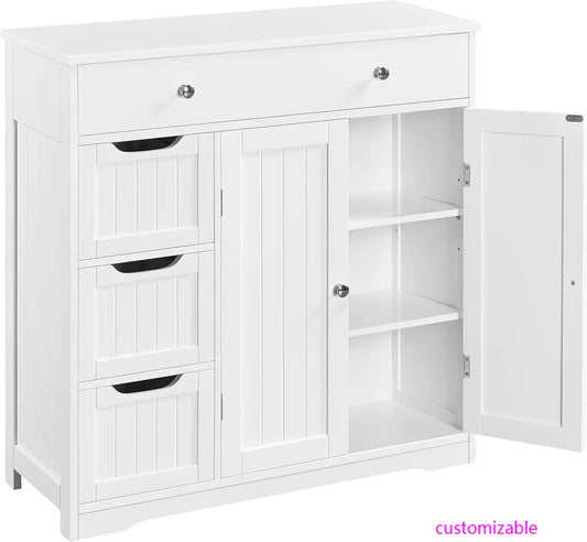 XMSJ Free Standing Bathroom Cabinet With Drawers And Doors