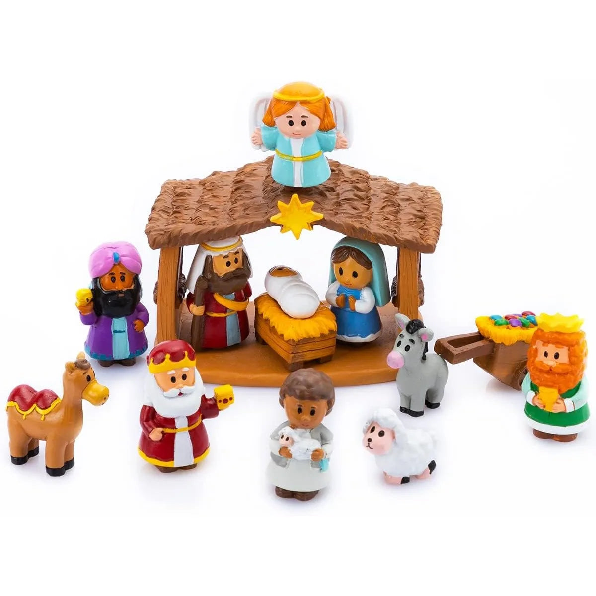 Joyfy 13 Piece Nativity Playset Mini Figures For Kids Christmas Manger Scene Decor