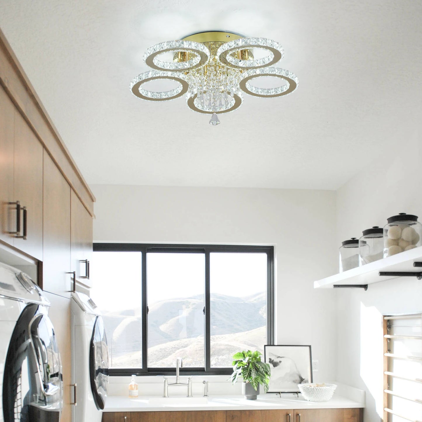Led Crystal Ceiling Light Chandelier For Living Room Dining