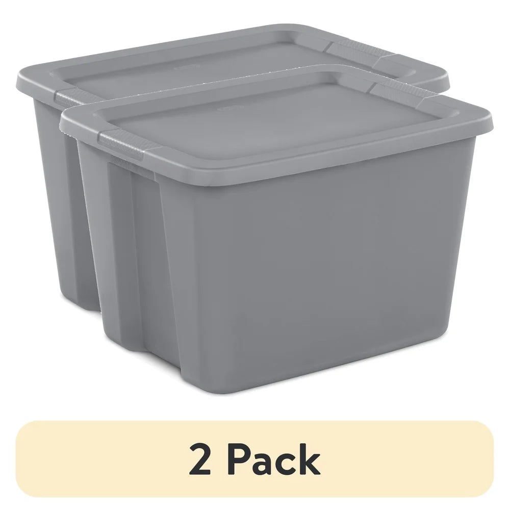 Stackable Plastic Storage Bins 2 Pack With Snap On Lids