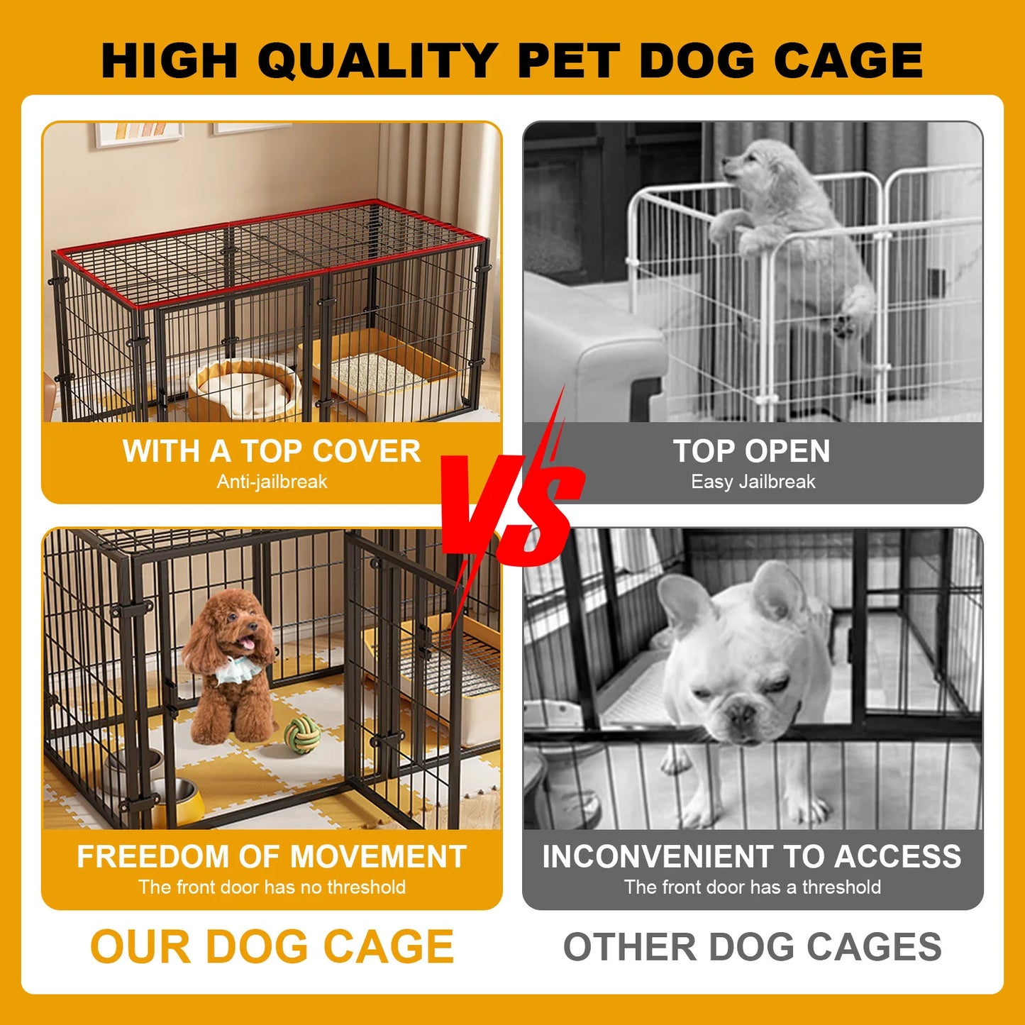 Portable Pet Playpen Iron Wire Kennel For Small Medium Dogs