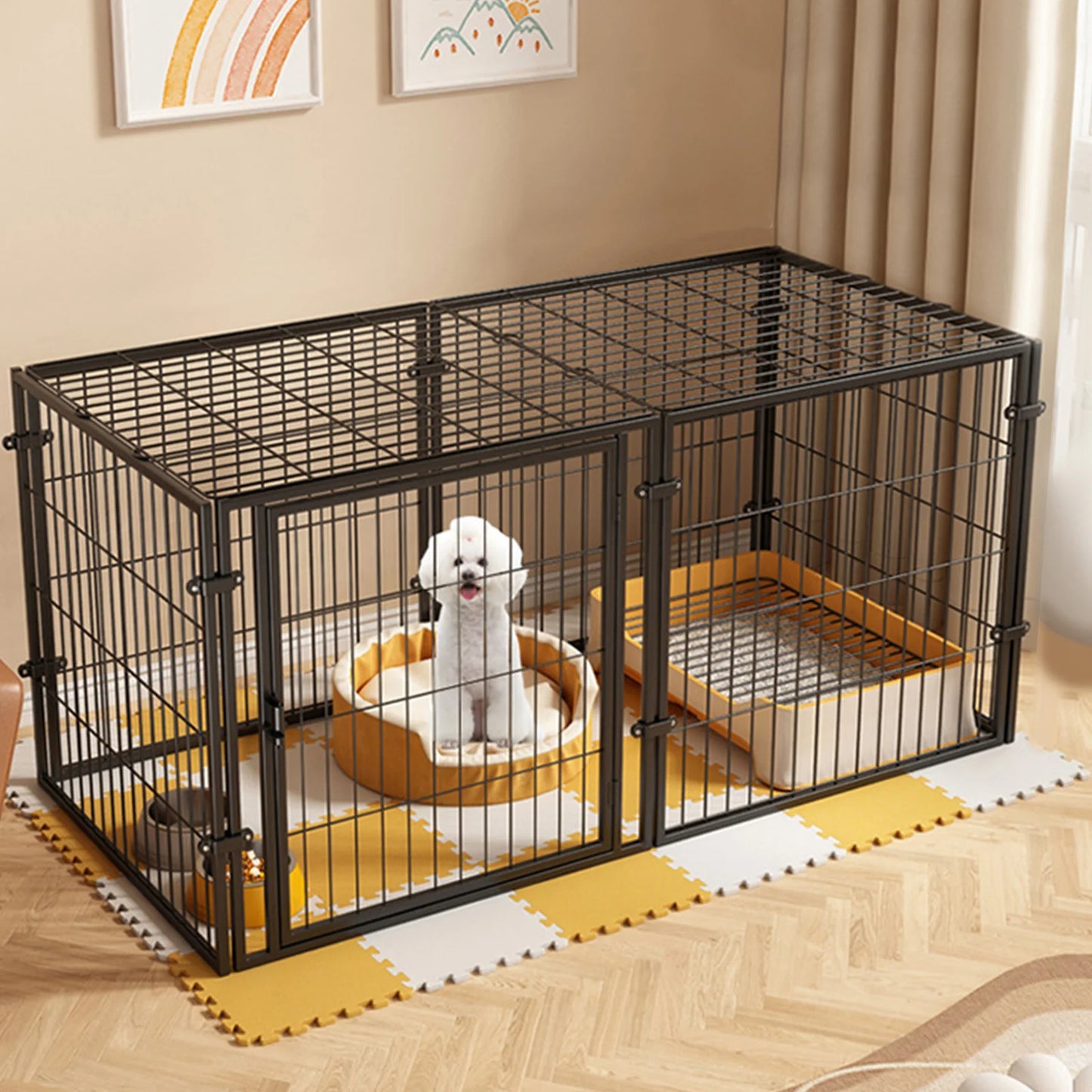 Portable Pet Playpen Iron Wire Kennel For Small Medium Dogs