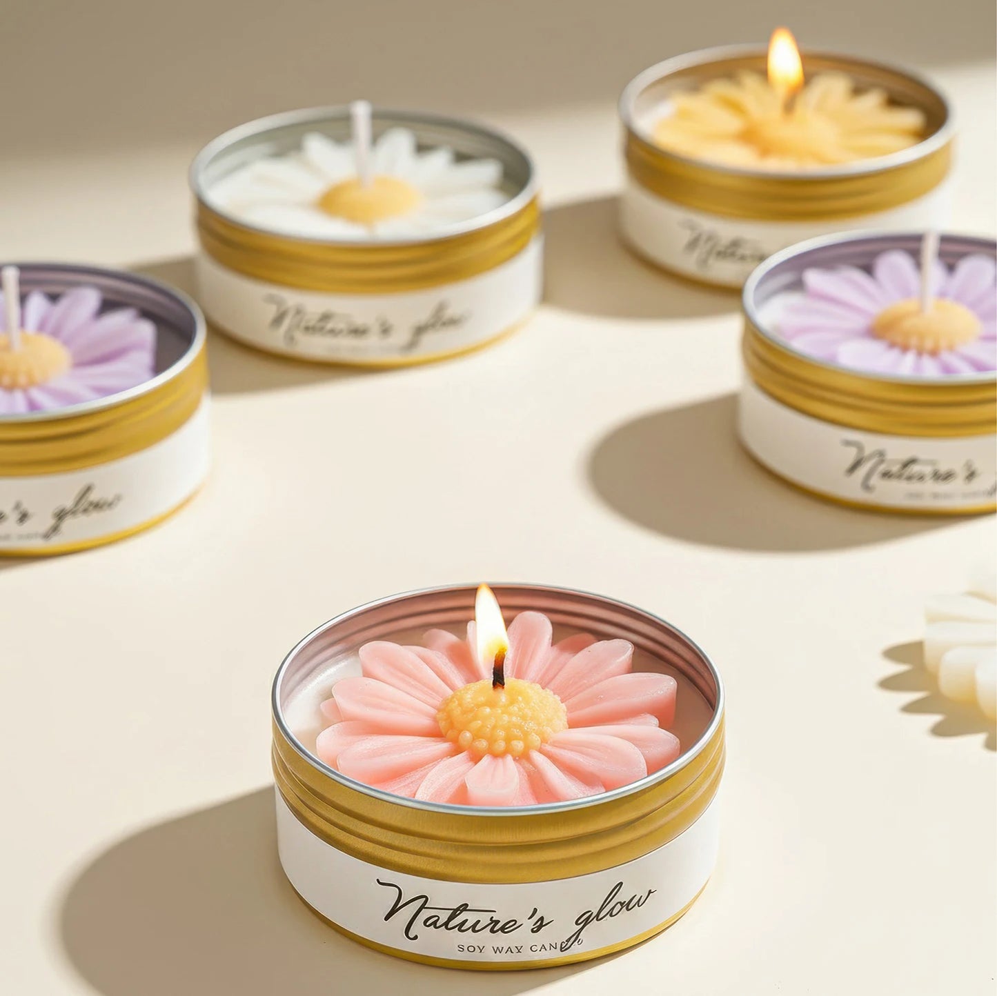 Chamomile Scented Soy Wax Candle Tin for Bedroom Decor Romantic Gift for Women