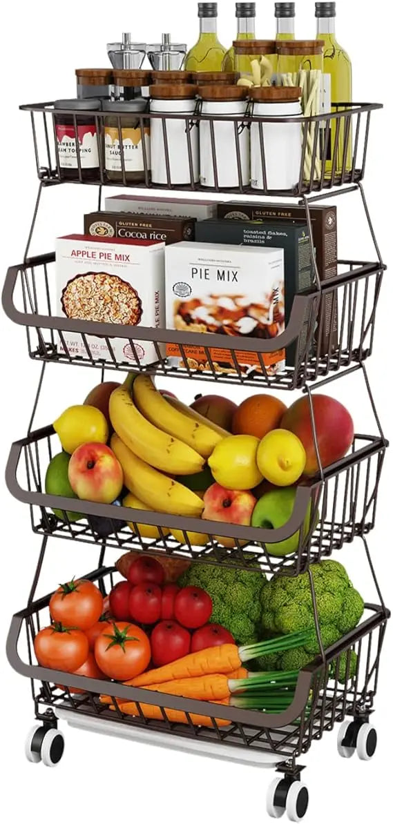 4 Tier Stackable Metal Wire Fruit and Vegetable Storage Basket
