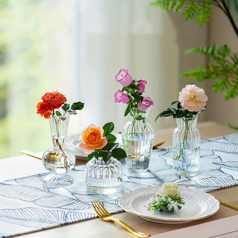 Transparent Glass Vase Set for Wedding Tables and Rose Centerpieces
