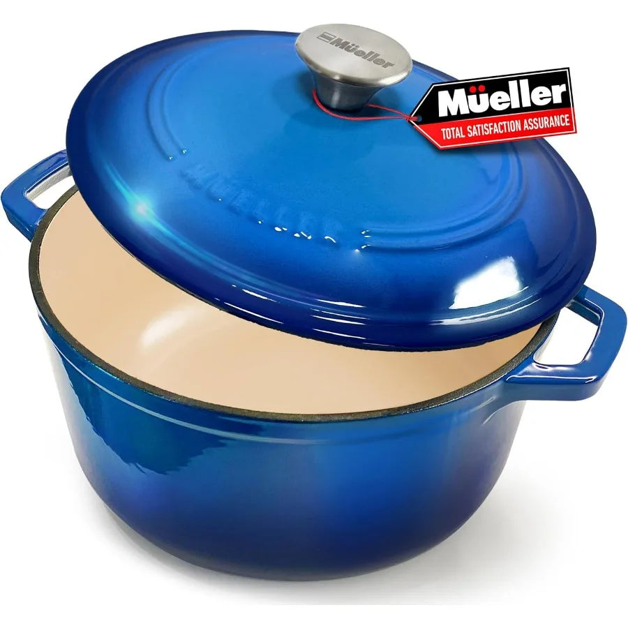 MELLERHOME Enameled Cast Iron Dutch Oven With Lid And Stainless Knob