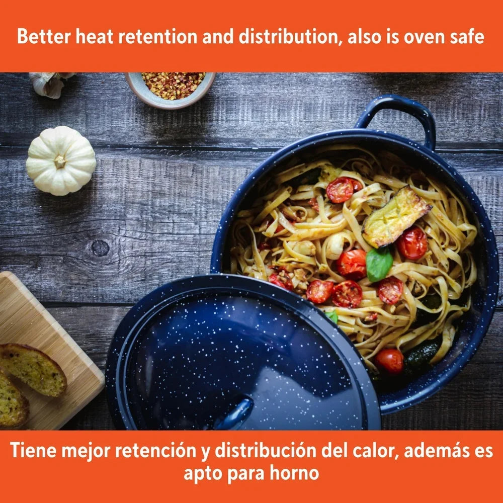 Steel Enamel Stock Pot With Double Handles Oven Safe Cooking