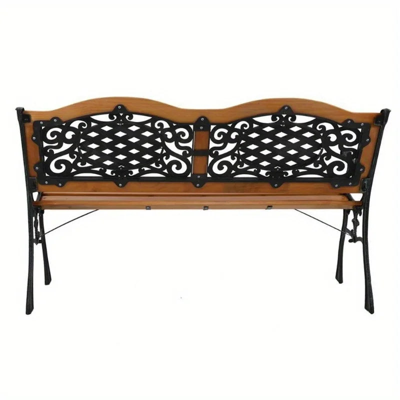 Cast Iron Garden Bench With Hardwood Slats And PVC Trim