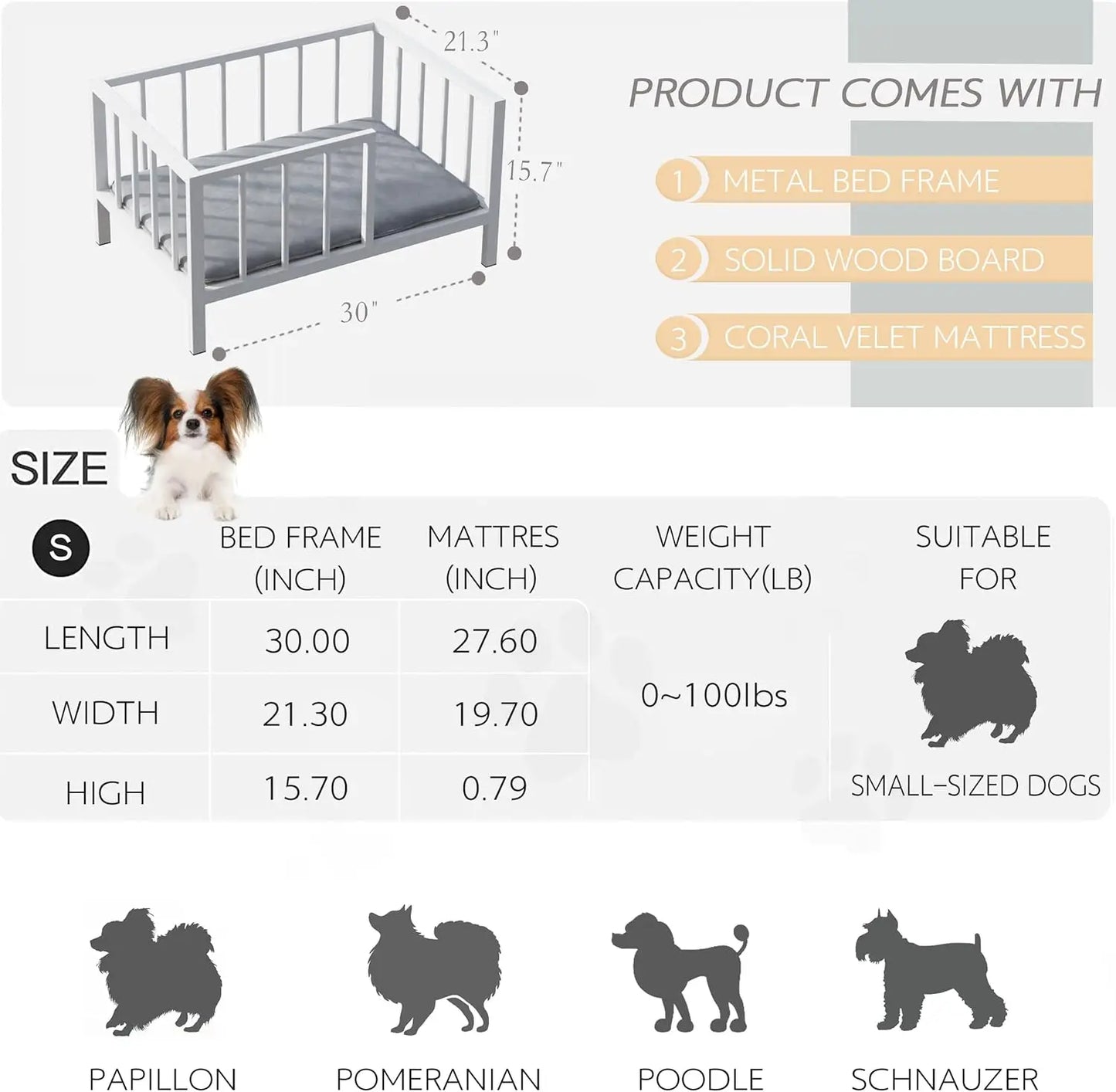 Elevated Dog Bed With Rails Metal Frame And Washable Mat