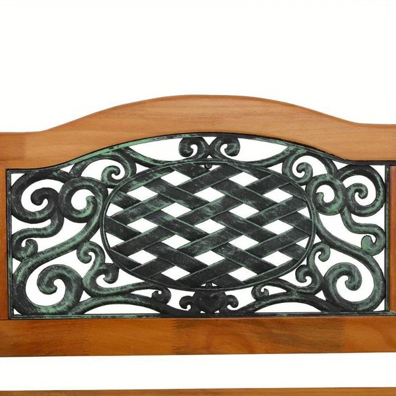 Cast Iron Garden Bench With Hardwood Slats And PVC Trim
