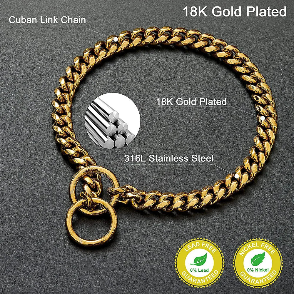 Stainless Steel Chain Collar For Dogs Cuban Link Durable