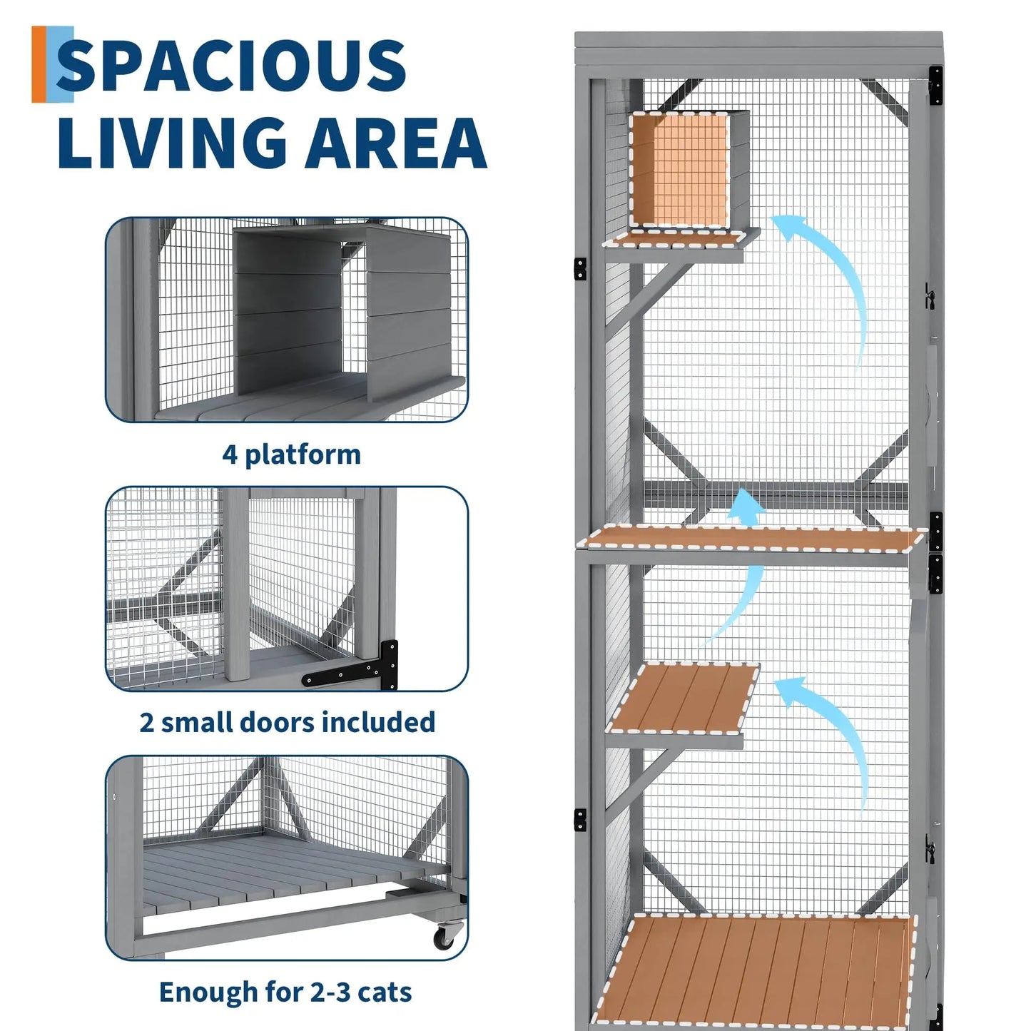 HiMISSC Outdoor Catio Enclosure With Lockable Wheels Weatherproof