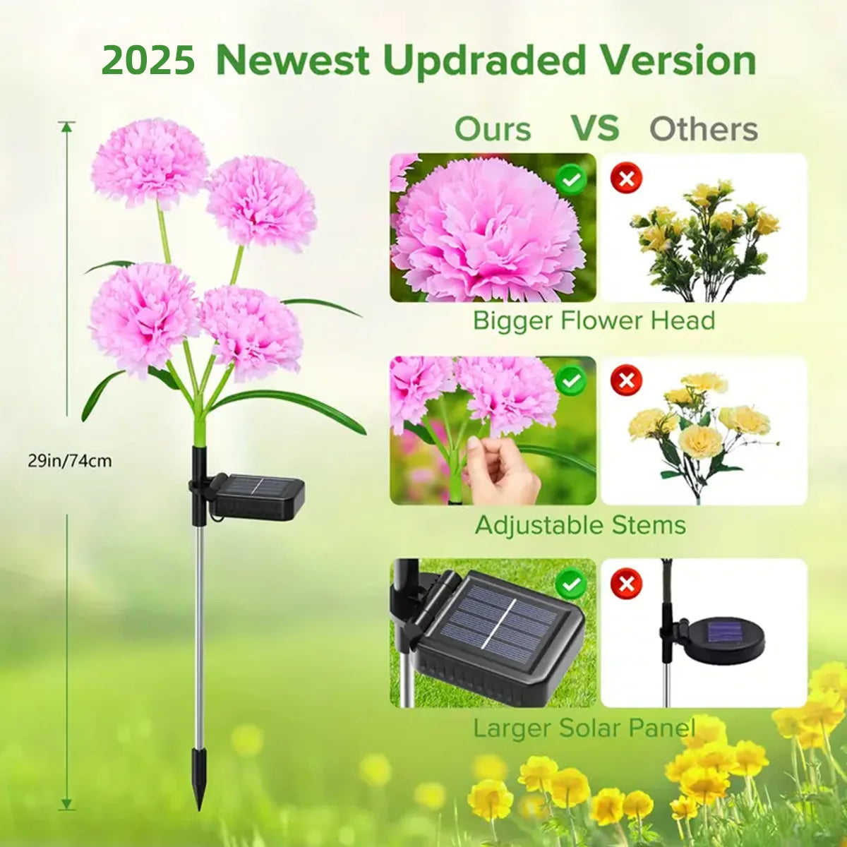 KPSTEK Solar Flower Lights 4 Pack Realistic Outdoor Garden Decor