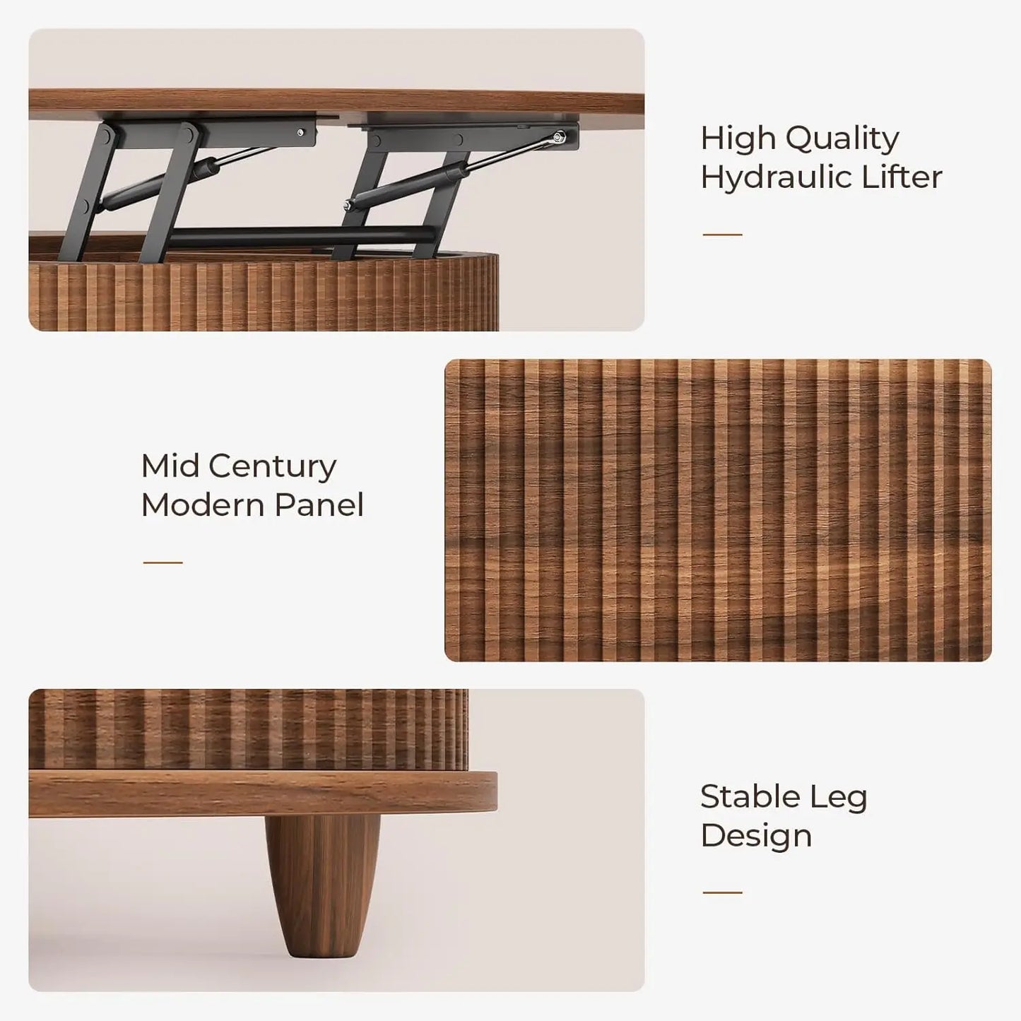 Guangbai Round Lift Top Coffee Table Modern Minimalist Living Room