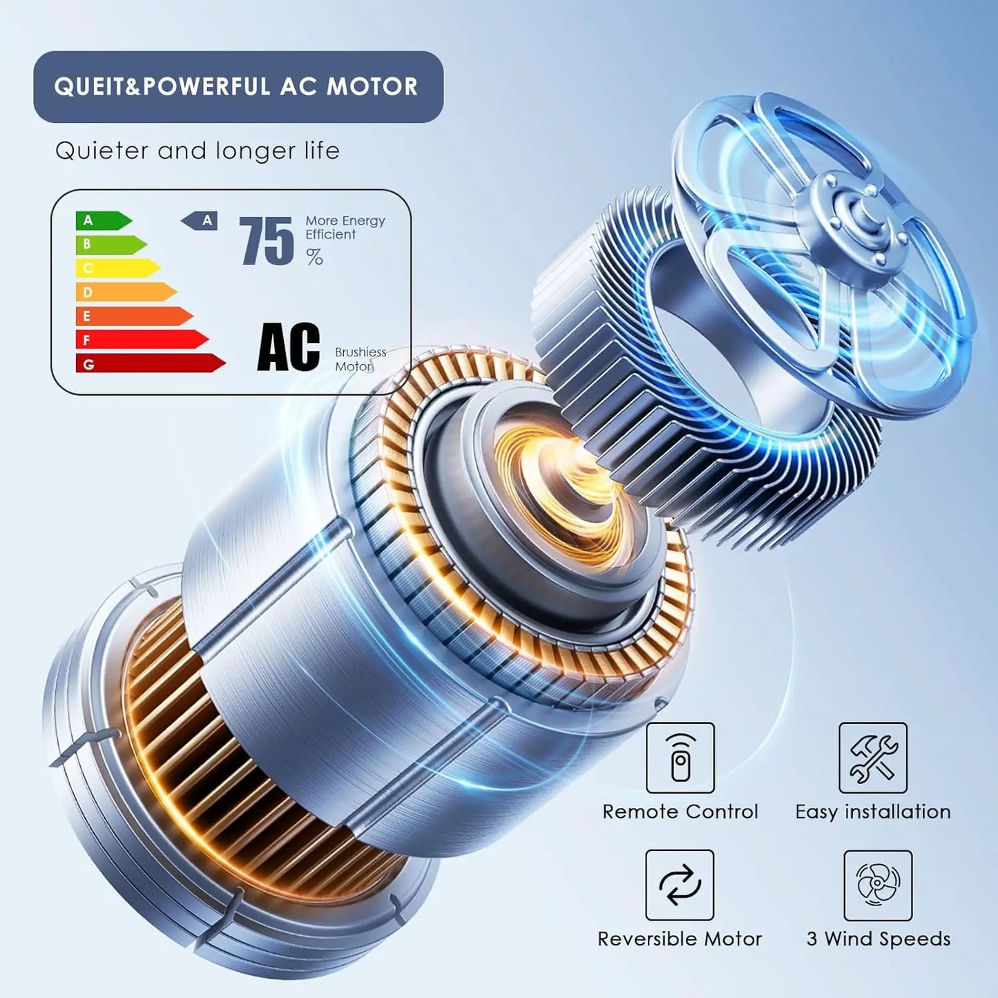 Crystal Ceiling Fandelier With Lights Remote Control Noiseless AC Motor