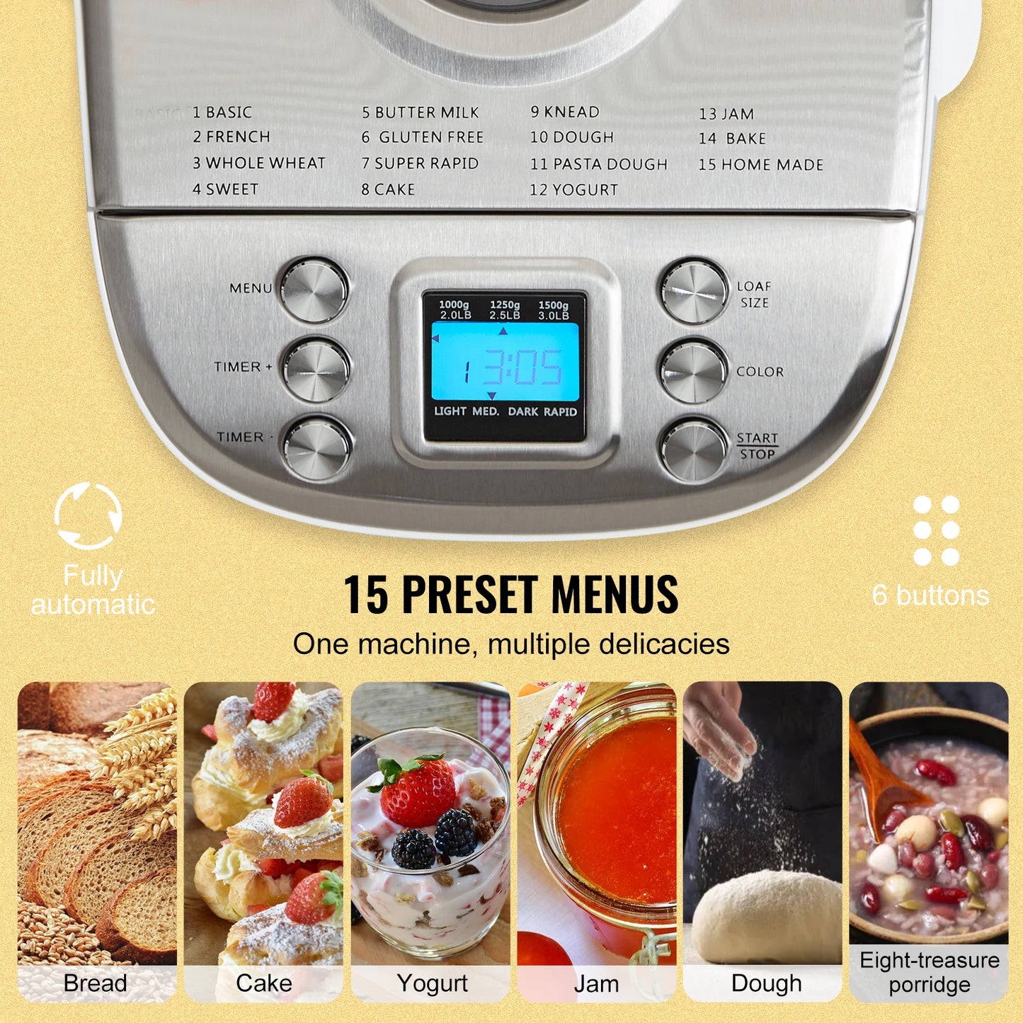 SucceBuy 15 in 1 Bread Maker Dough Machine Gluten Free