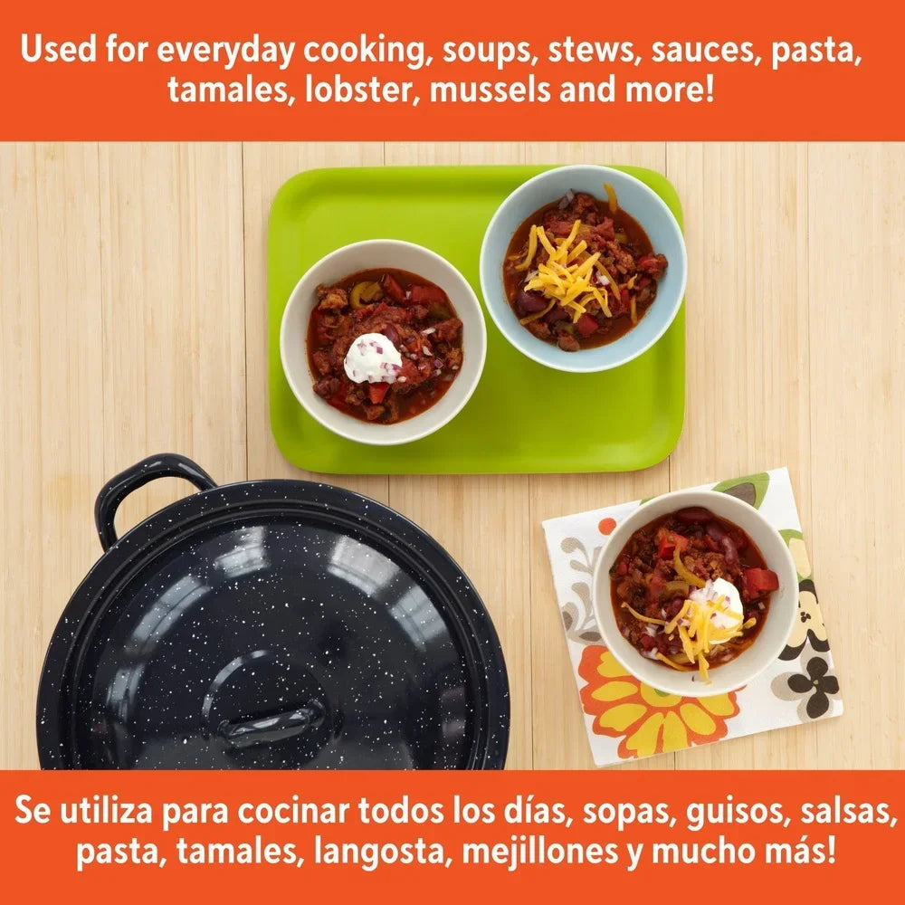 Steel Enamel Stock Pot With Double Handles Oven Safe Cooking