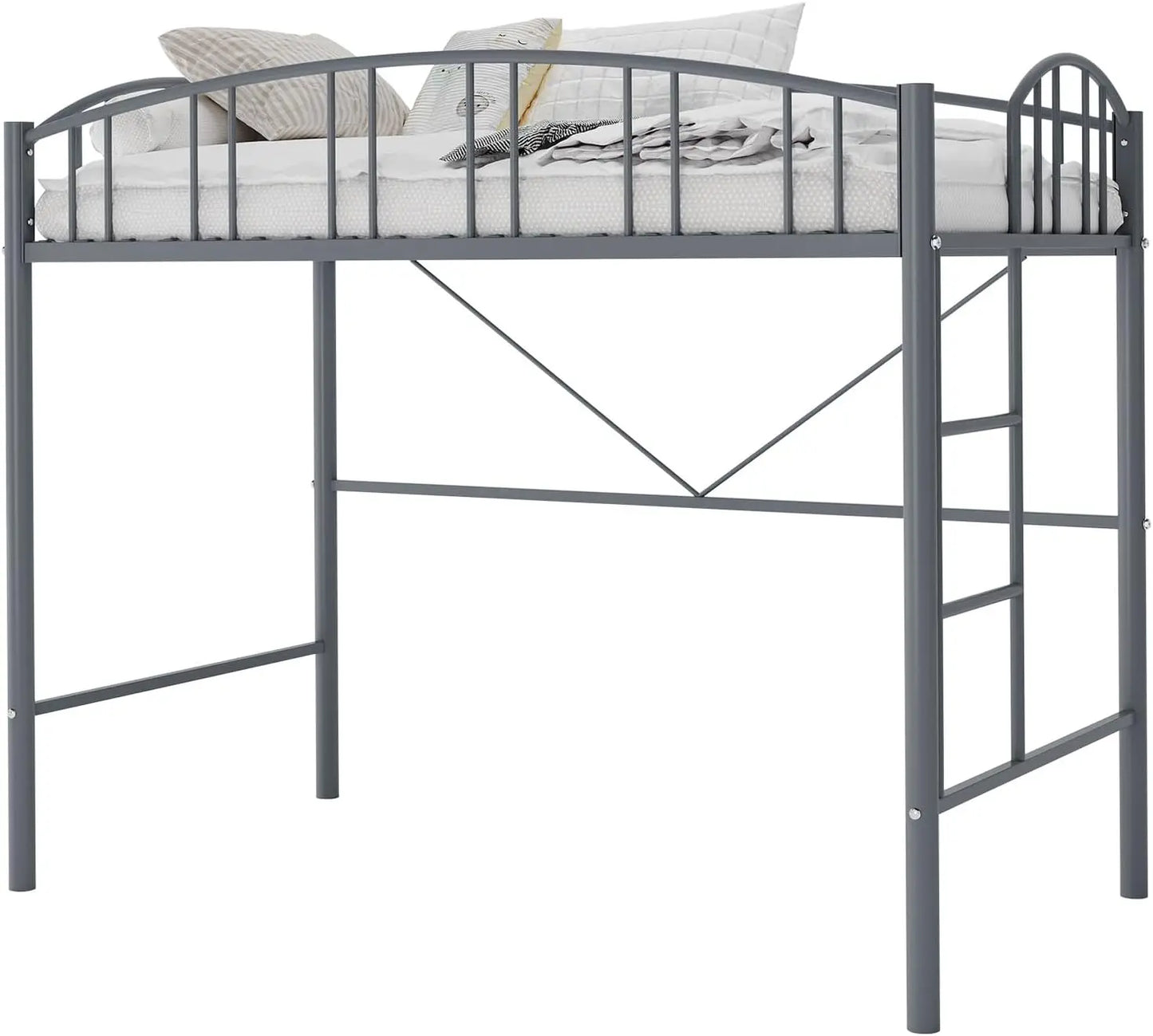 ZHUOTING Heavy Duty Metal Loft Bed Twin With Ladder