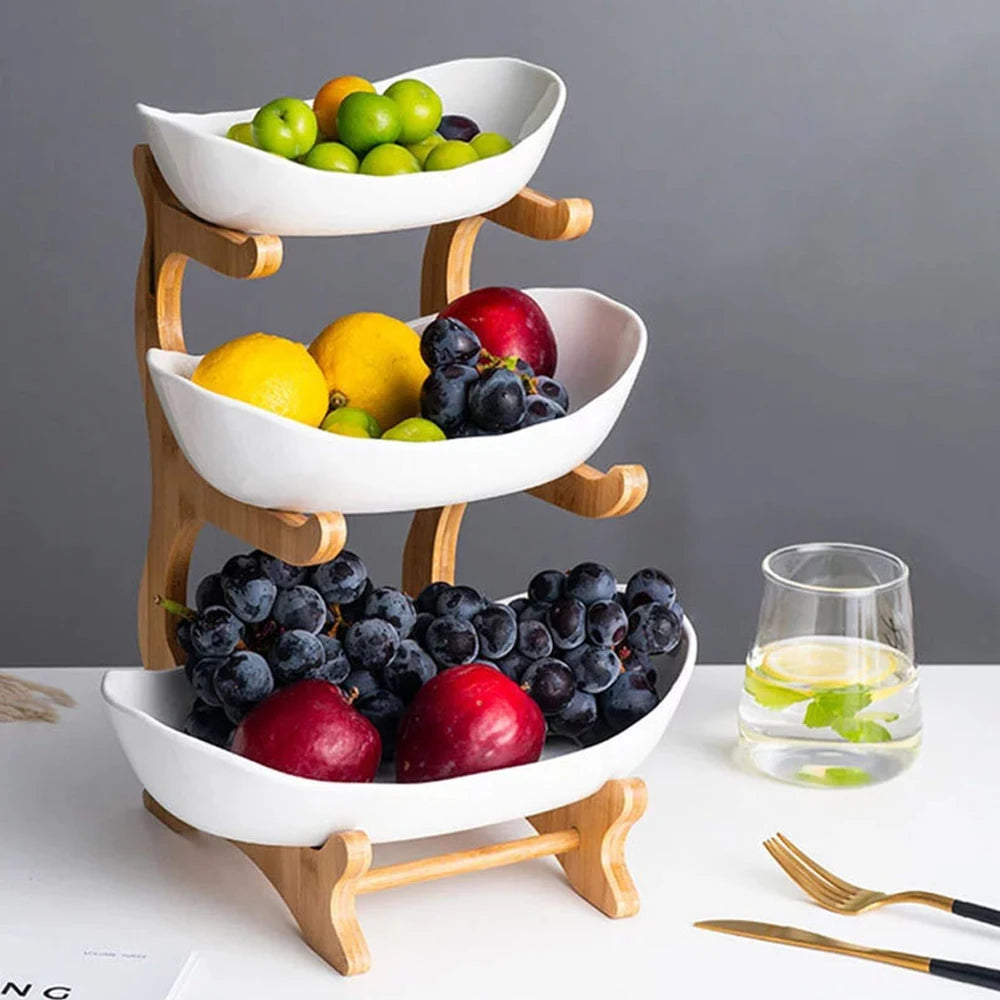 3 Layer Fruit Plate Plastic Snack Dish With Cake Stand