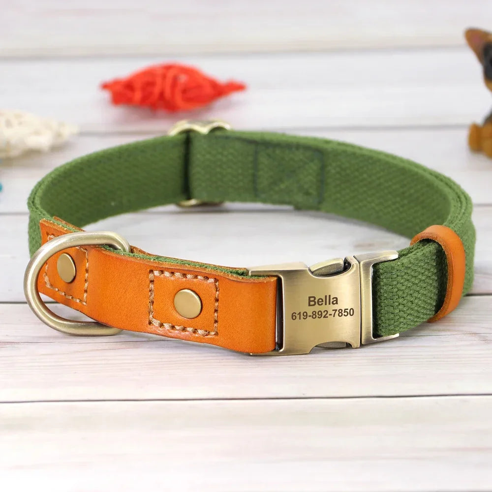 Pet Artist Nylon Custom Dog Collar And Leash Set With Personalization