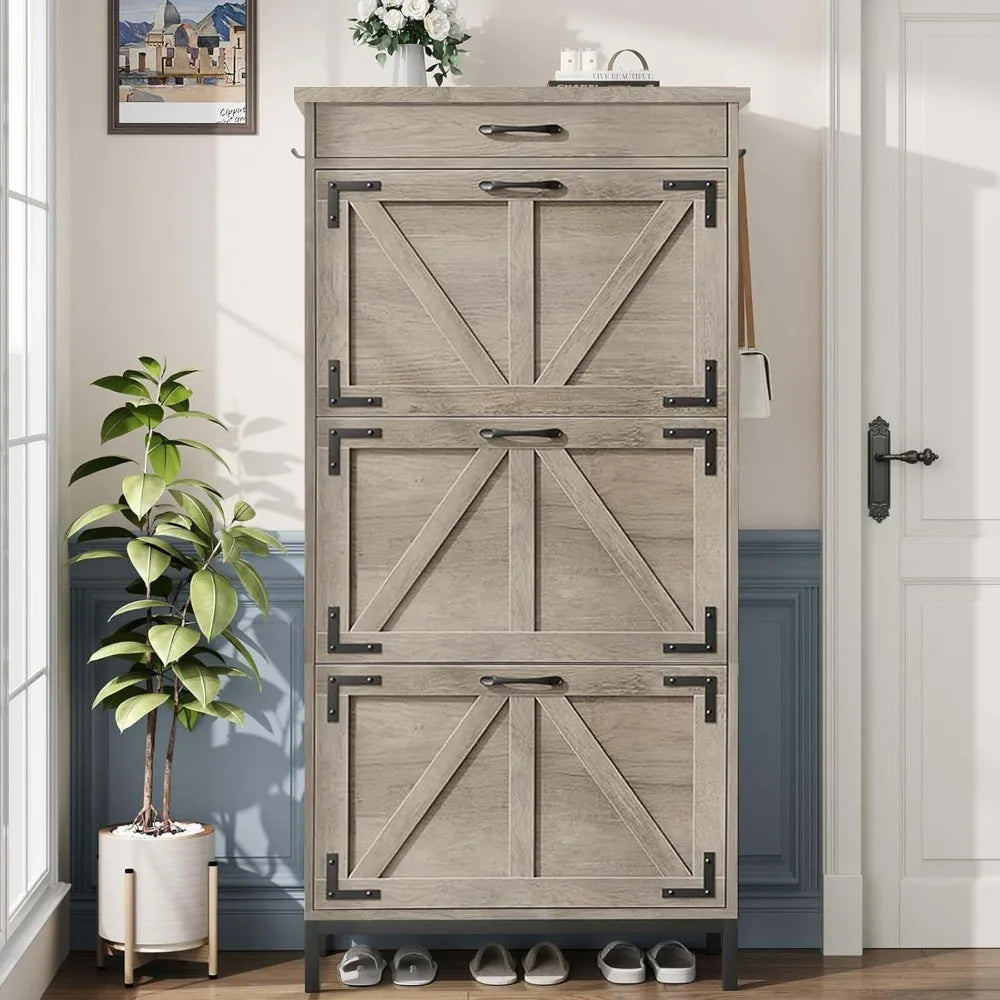 Hign-concerned Freestanding Narrow Shoe Cabinet 3 Drawers