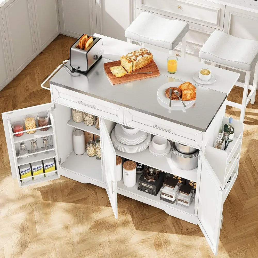 MKDK Concho Kitchen Island With Seating And Stainless Steel Top