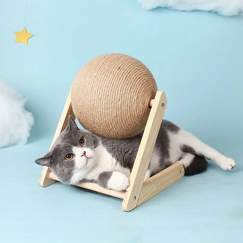 Cat Scratching Ball Toy Kitten Sisal Rope Ball Board Toy