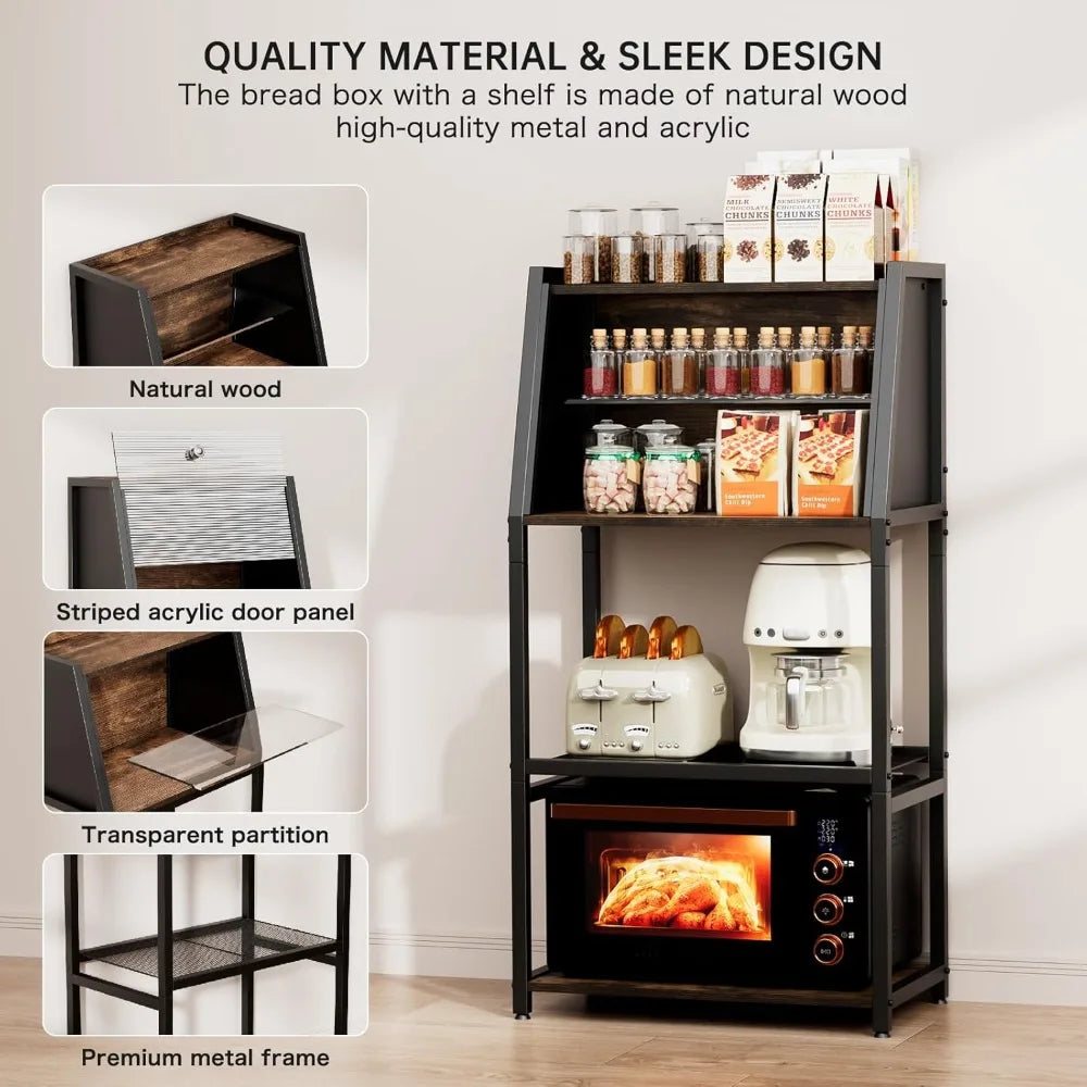 RBXC Baker Rack TwoInOne Bread Box Kitchen Organizer