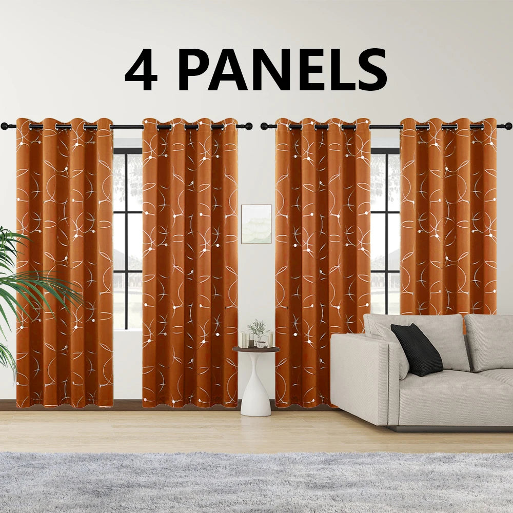 4 Pack Blackout Curtain Panels Grommet Thermal Insulated Room Darkening