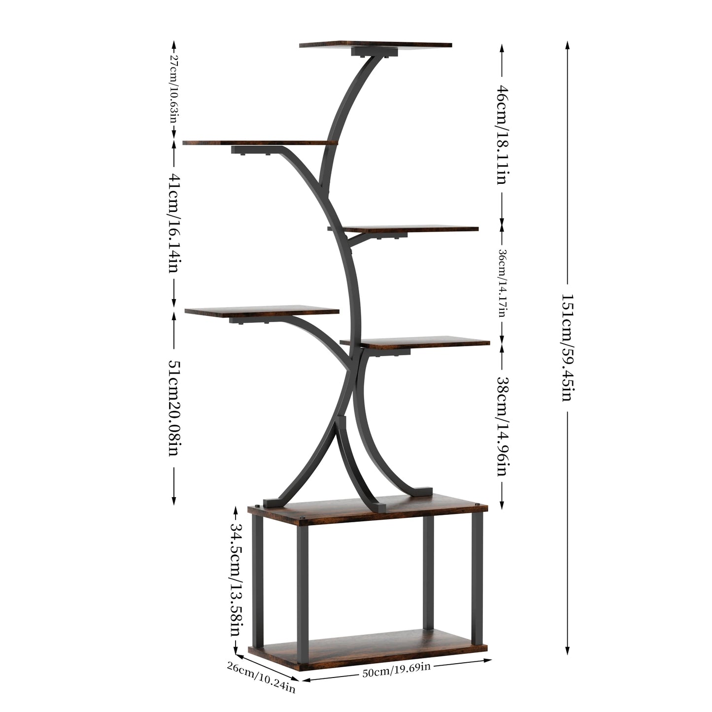 Industrial Multilayer Tree Shaped Plant Stand For Indoor Garden