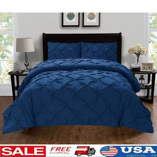 DUTRIEUXF Pintuck Duvet Cover Set Microfiber Hypoallergenic