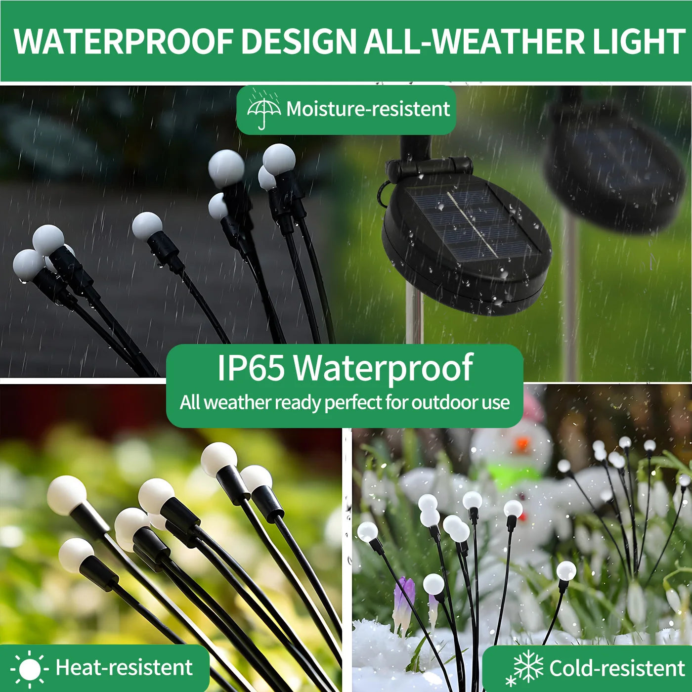 8-Head Solar Firefly Lights LED Outdoor Waterproof Garden Pathway