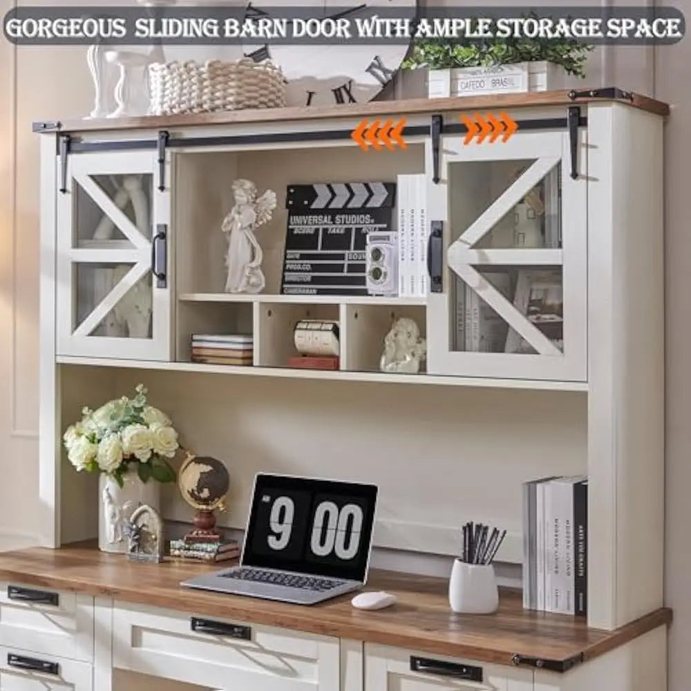 Depth L Shaped Office Desk With Hutch And Storage Cabinet