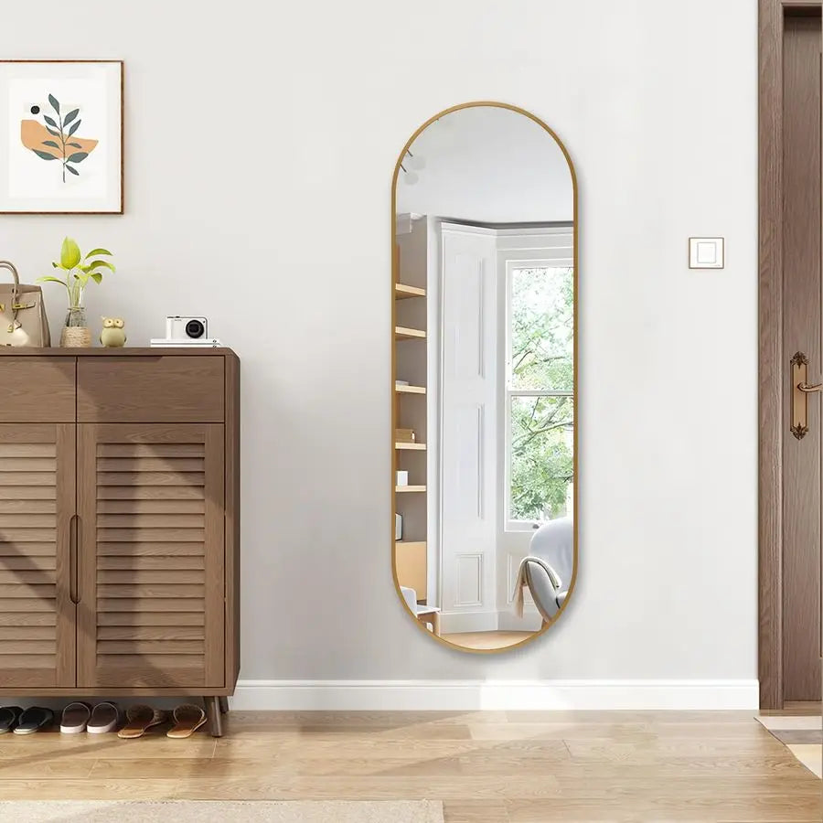Full Length Mirror With Metal Frame Wall Mounted Dressing Mirror