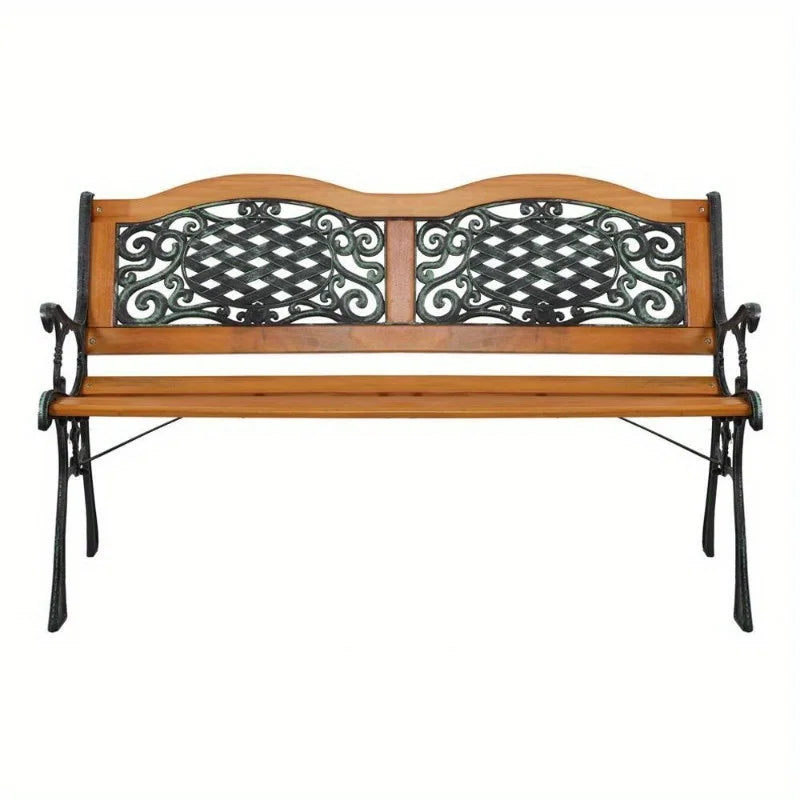 Cast Iron Garden Bench With Hardwood Slats And PVC Trim
